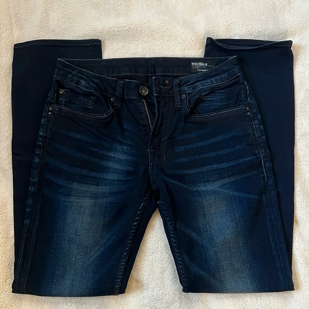 Buffalo Six-x slim straight stretch dark wash jeans